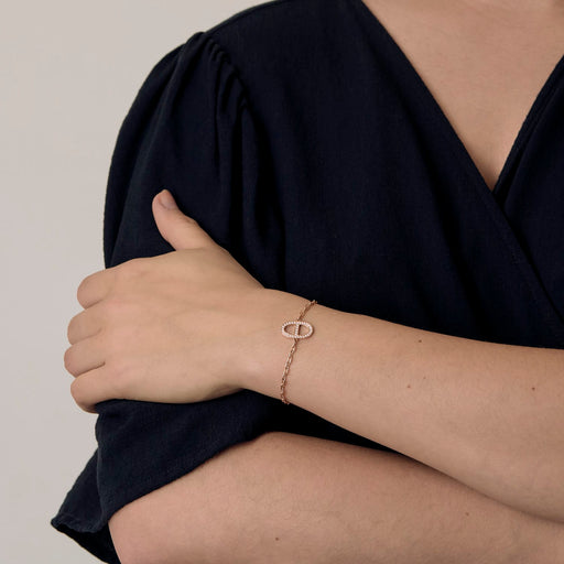 Bracelet HERMES - Chaîne d'ancre Contour - Bracelet en or rose et diamants. XS. 58 Facettes DDV28436-2