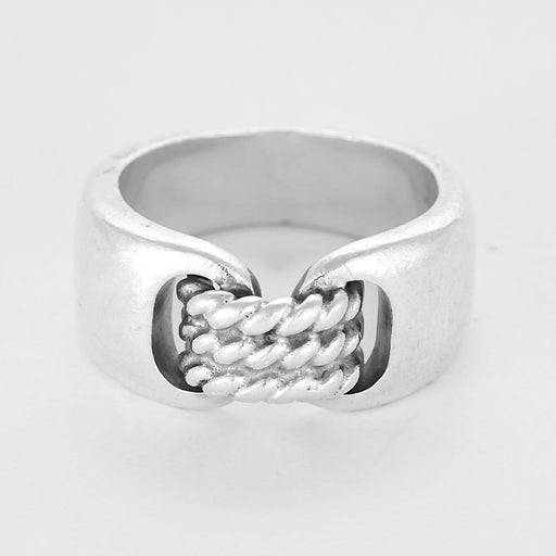 Bague 51 Hermès - Gaëtan de PERCIN - Bague en argent à motif cordé. 58 Facettes 58FC52-2